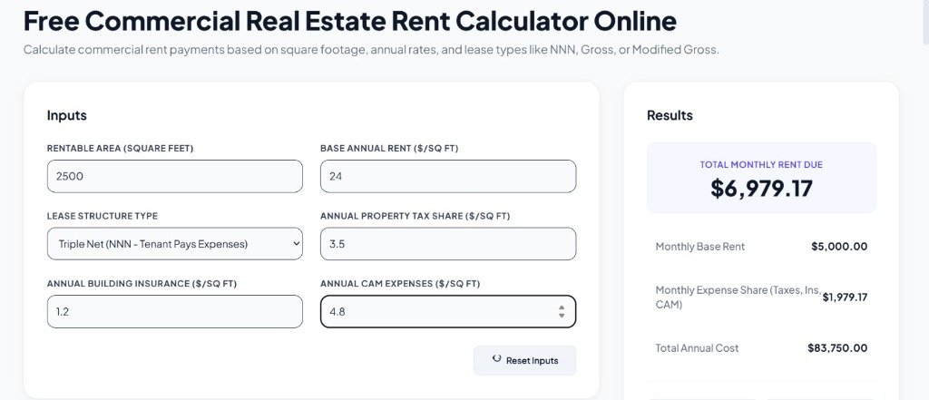 Commercial Real Estate Rent Calculator