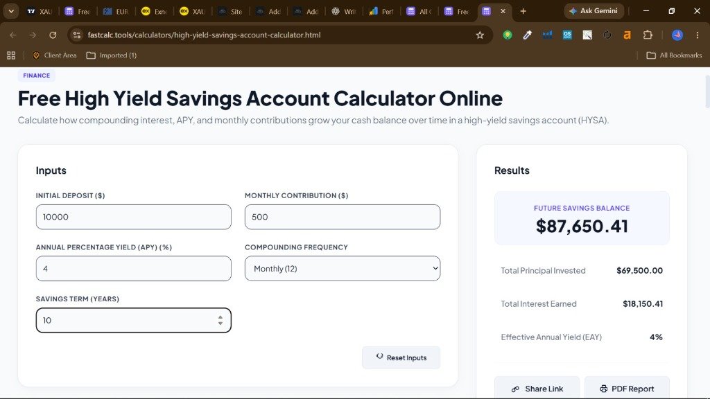High Yield Savings Account Calculator