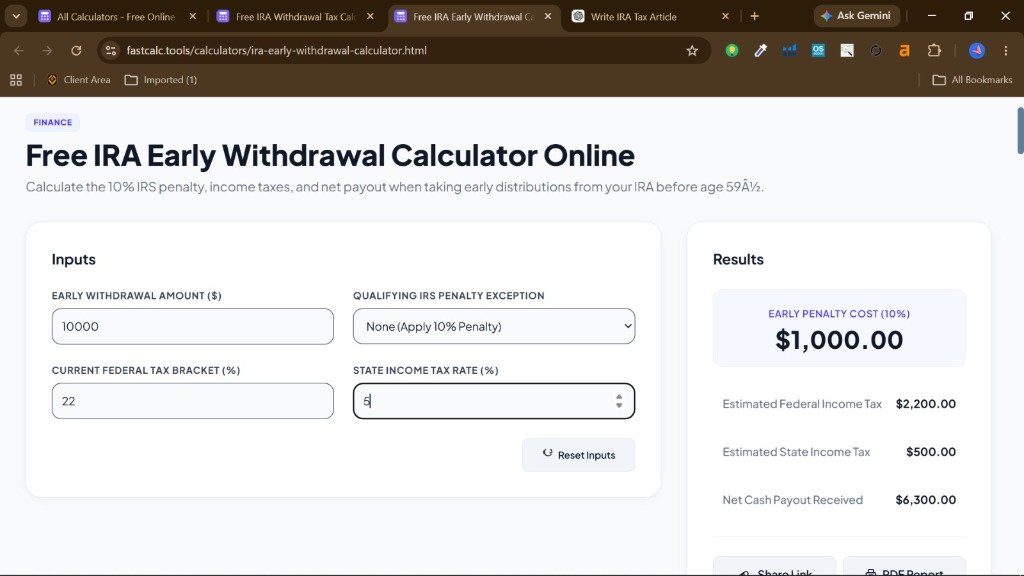 IRA Early Withdrawal Calculator