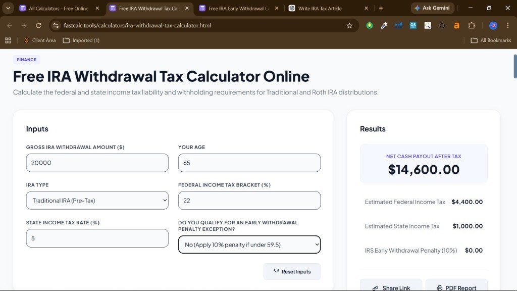 IRA Withdrawal Tax Calculator