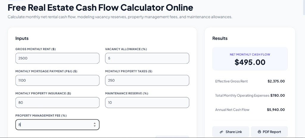 Real Estate Cash Flow Calculator