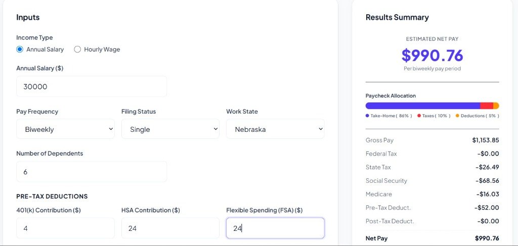 Real Estate Commission Calculator screenshot showing inputs and results