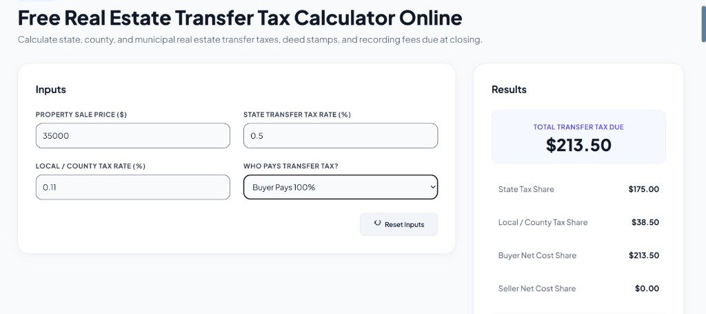 Real Estate Transfer Tax Calculator