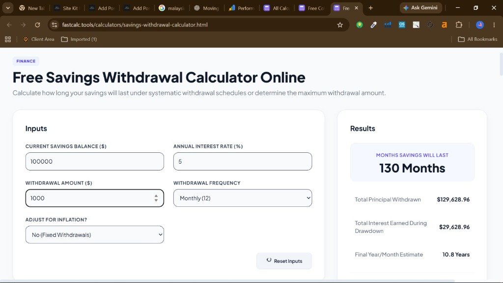 Savings Withdrawal Calculator