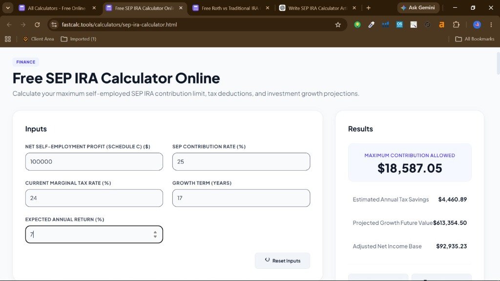 SEP IRA Calculator